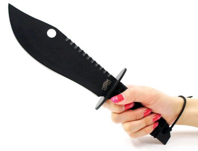 画像2: ミリタリーファイターブラック ワンピースブレードナイフ