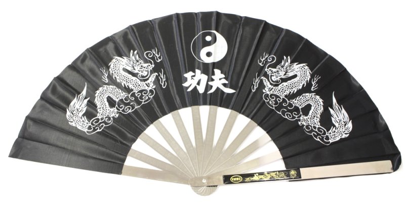 画像1: 龍鉄扇　大判功夫(カンフー)スチール扇 (1)