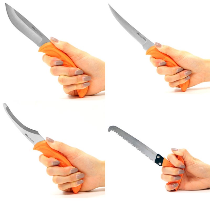 画像2: アウトドア ハンティングナイフ狩猟解体用セット (2)