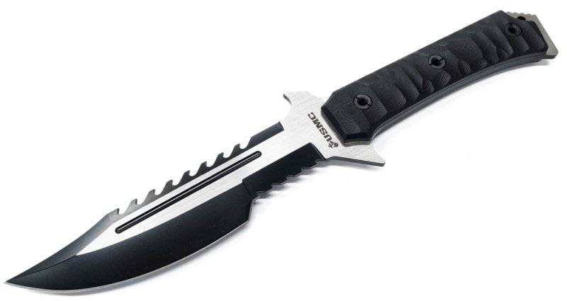 画像1: U.S.M.C.ハーフセレーションフルタングナイフ (1)