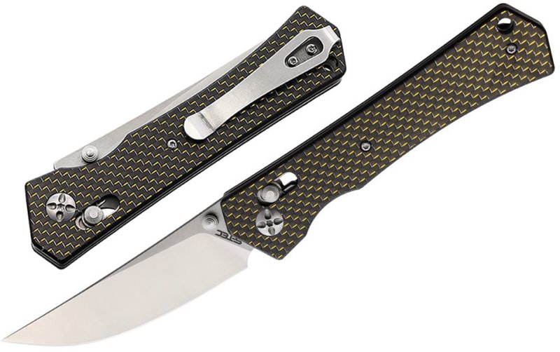 画像1: アクシスロック ゴールドウィーブカーボンナイフ (1)