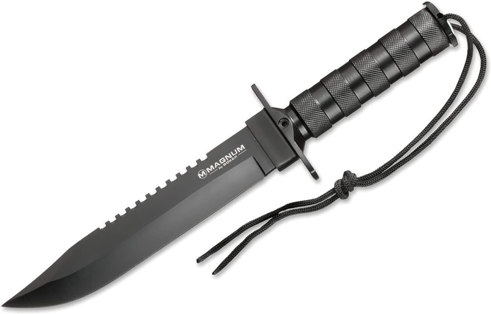 画像1: ブラックコートフルブラックサバイバルナイフ (1)